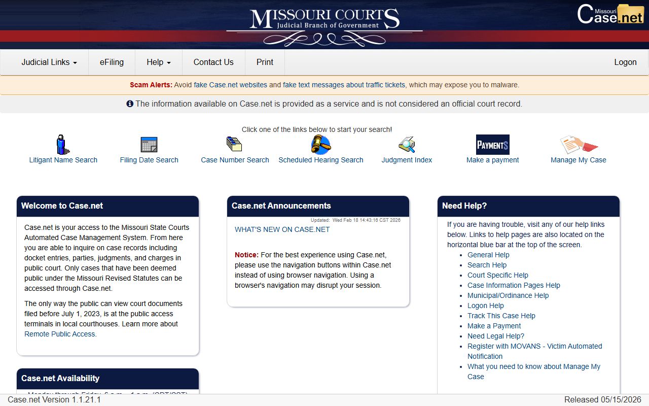 Mississippi County court records after arrest in Missouri Case.net